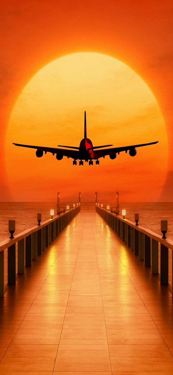Airplane Sunset Phone – Wallpaper - Chill-out Wallpapers